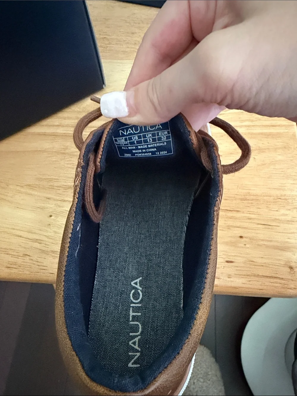 Nautica Boys Brown Leather-Style Low Top Sneaker